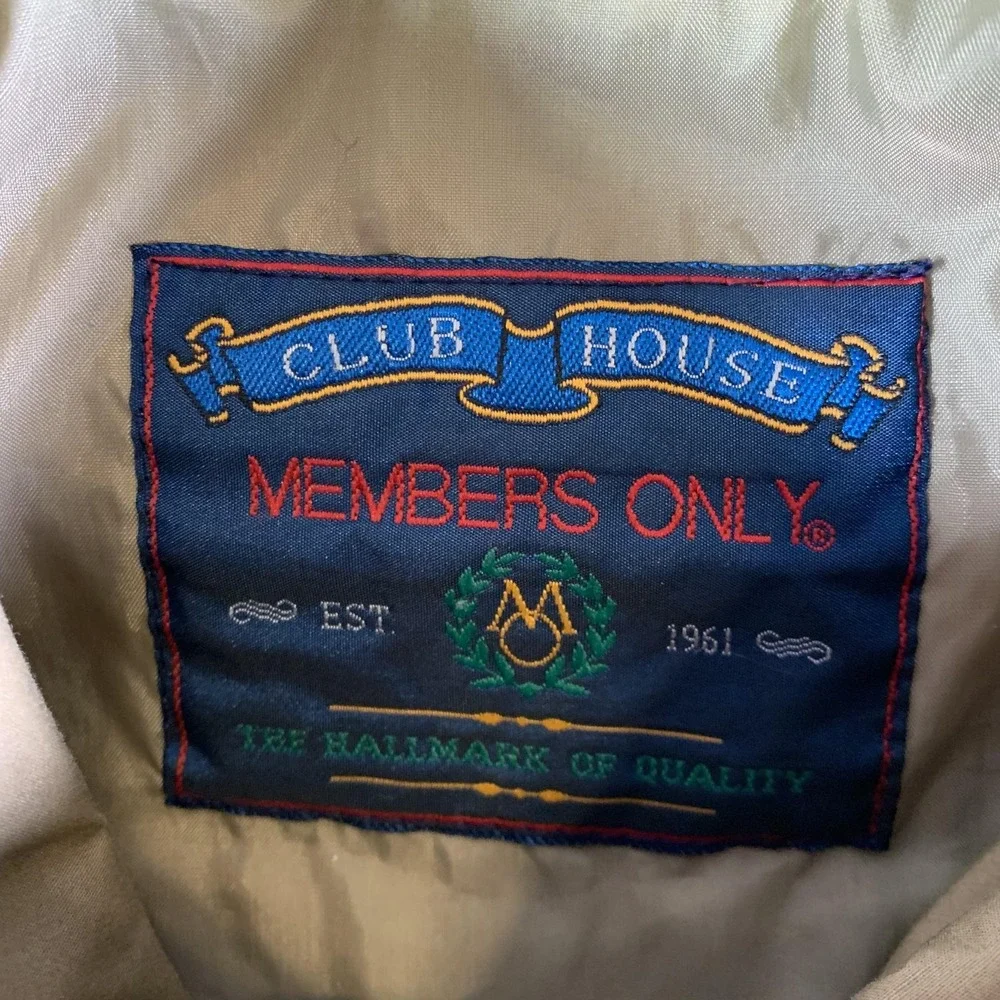 Members Only Club House Jacket Mens‎ 42 Beige Lightweight Windbreaker Bomber